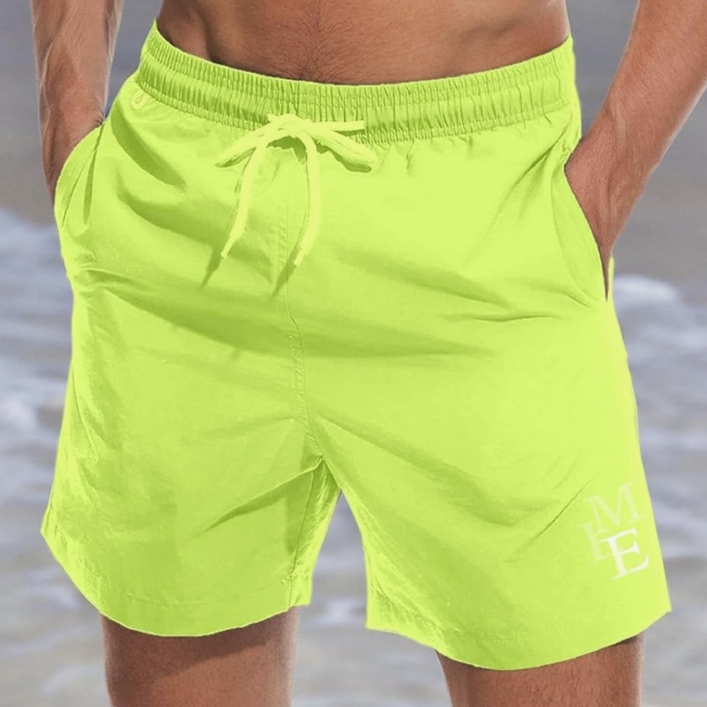 ME Makeover Essentials Men's Athletic Swim Shorts in Neon Yellow-Green
